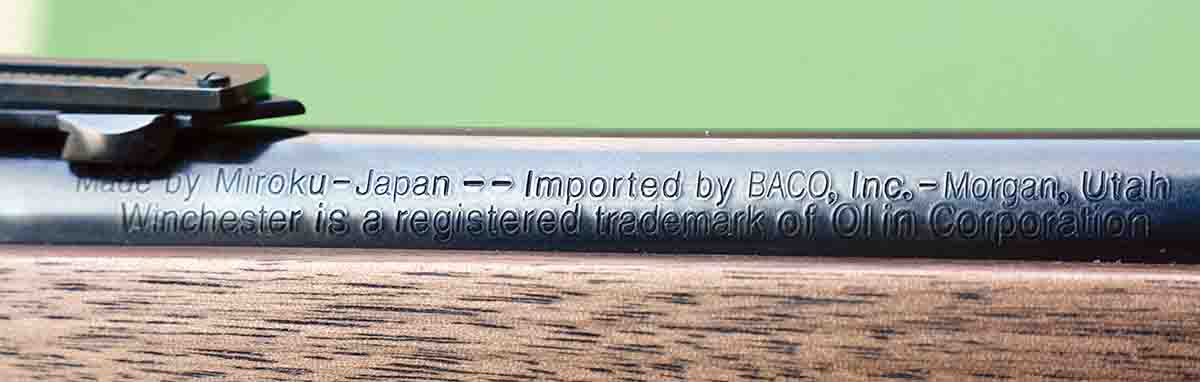 The new Winchester Model 1873 is manufactured in Japan by Miroku and imported by Browning Arms Company (BACO).